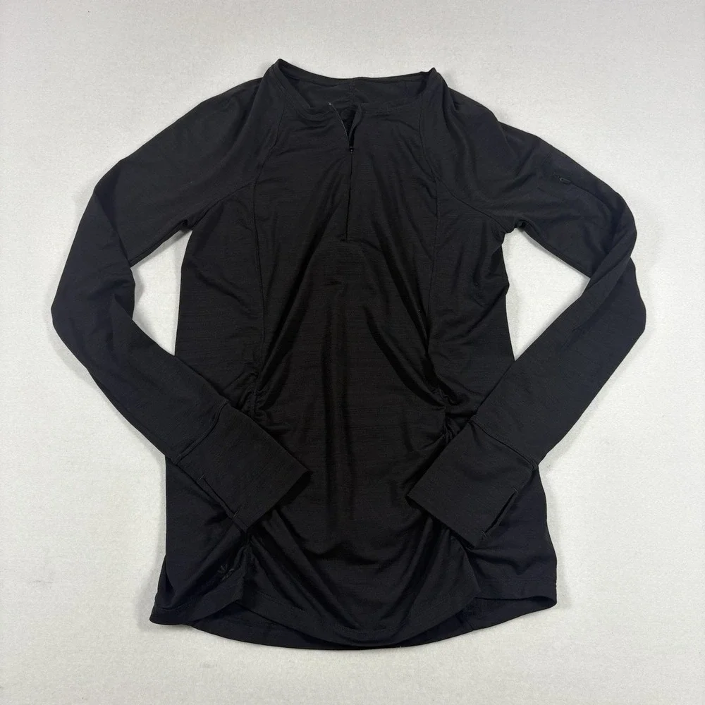 Athleta‎ Pullover Womens S Black Heather Half Zip Long Sleeve Running Gym Pocket